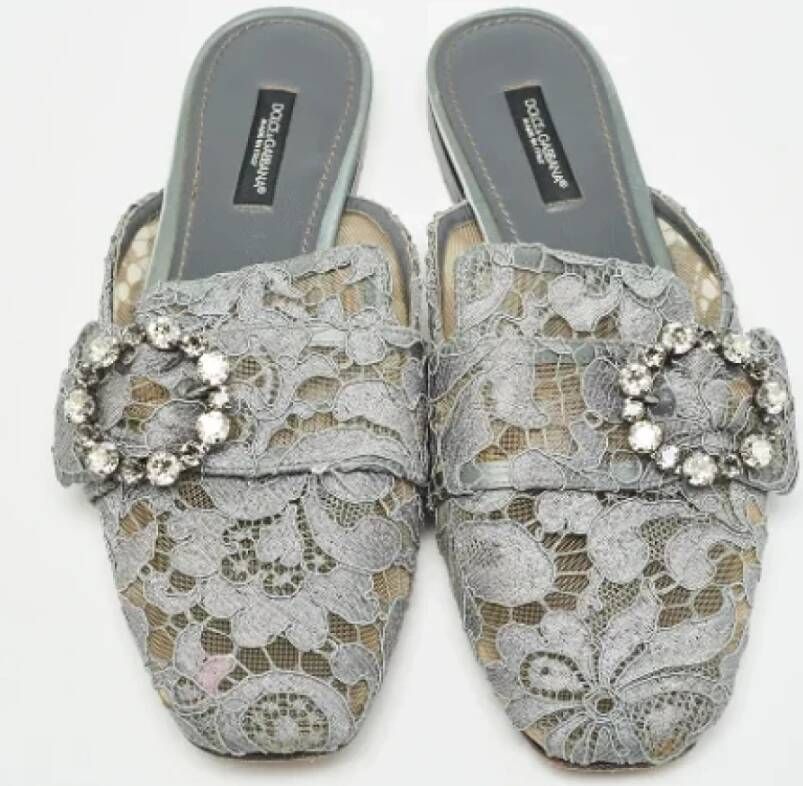 Dolce & Gabbana Pre-owned Lace flats Gray Dames