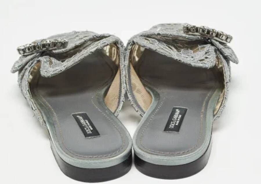 Dolce & Gabbana Pre-owned Lace flats Gray Dames