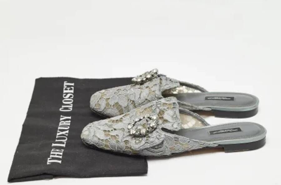 Dolce & Gabbana Pre-owned Lace flats Gray Dames