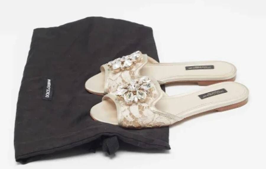 Dolce & Gabbana Pre-owned Lace flats Gray Dames