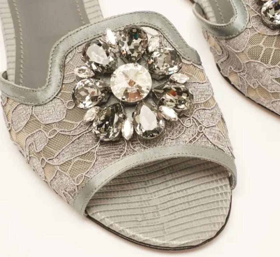 Dolce & Gabbana Pre-owned Lace flats Gray Dames