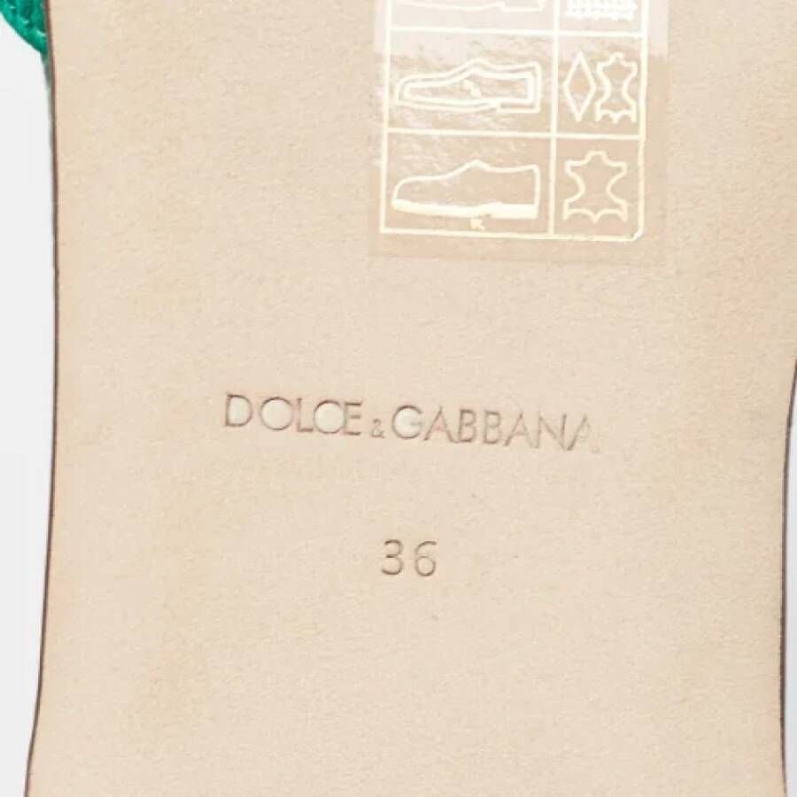 Dolce & Gabbana Pre-owned Lace flats Green Dames