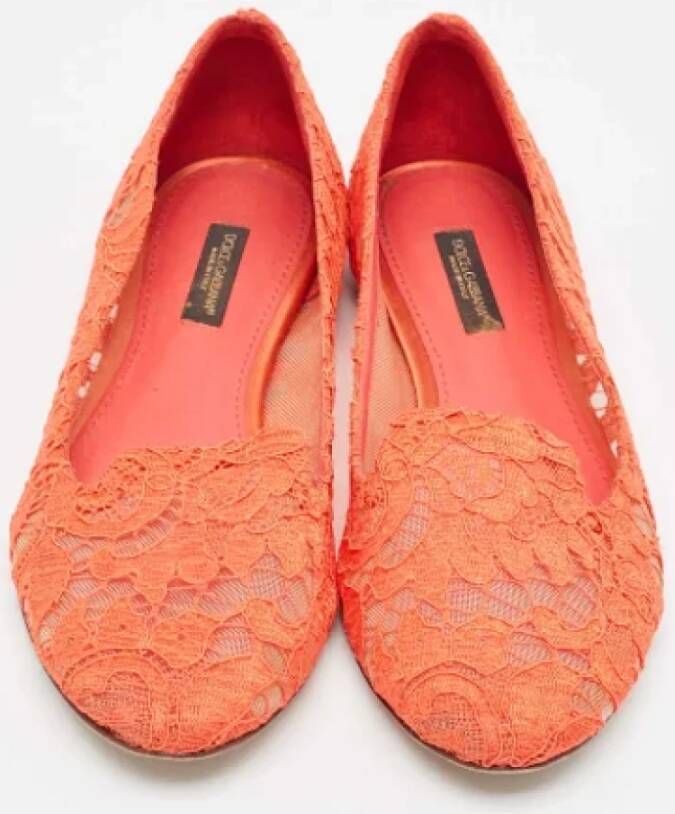 Dolce & Gabbana Pre-owned Lace flats Orange Dames