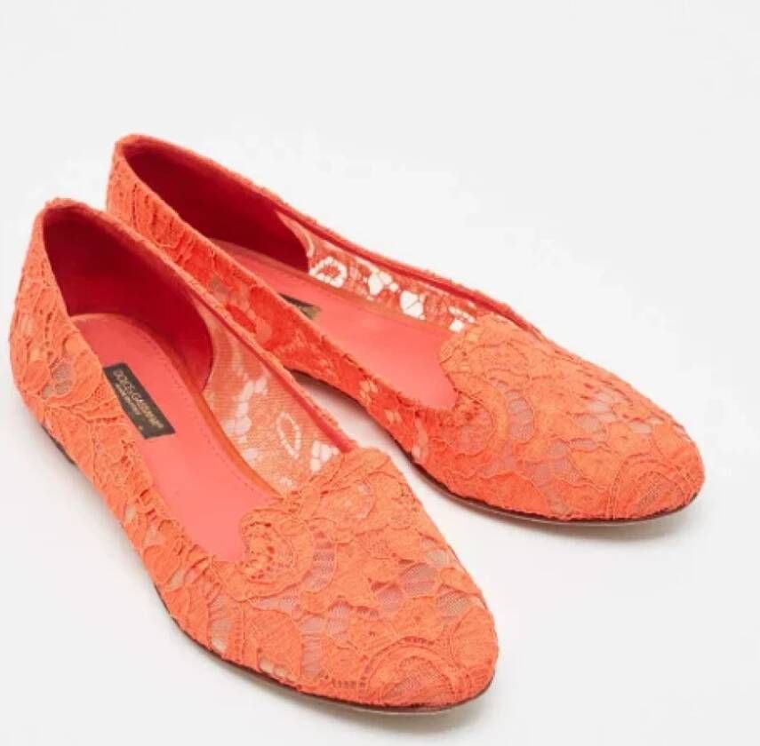 Dolce & Gabbana Pre-owned Lace flats Orange Dames