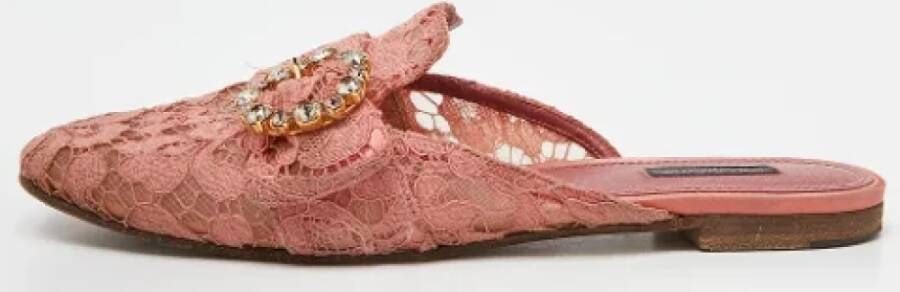 Dolce & Gabbana Pre-owned Lace flats Pink Dames