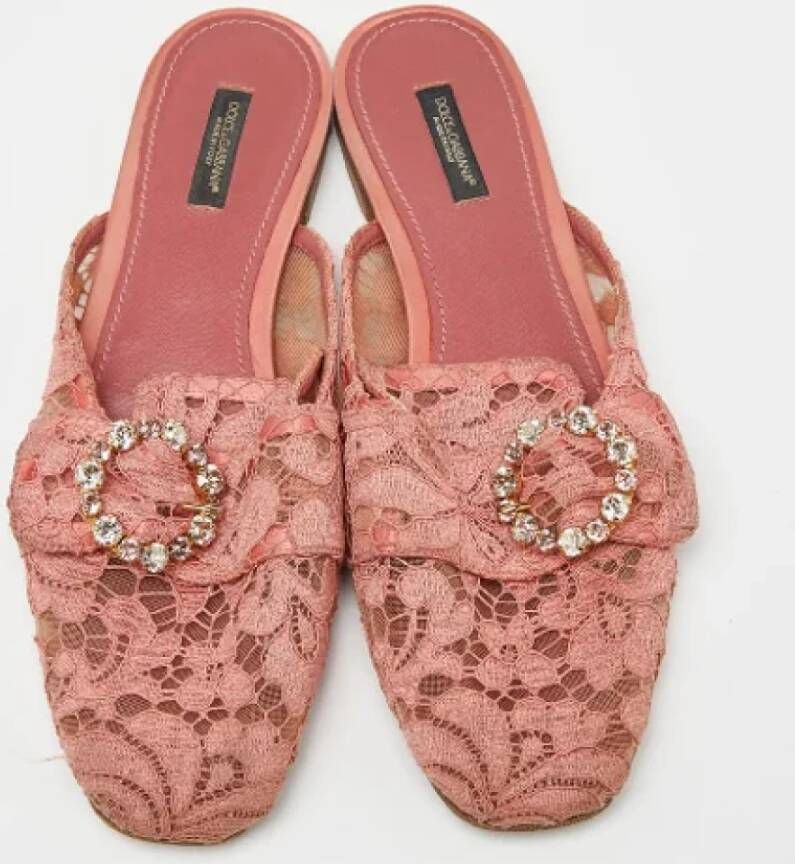 Dolce & Gabbana Pre-owned Lace flats Pink Dames