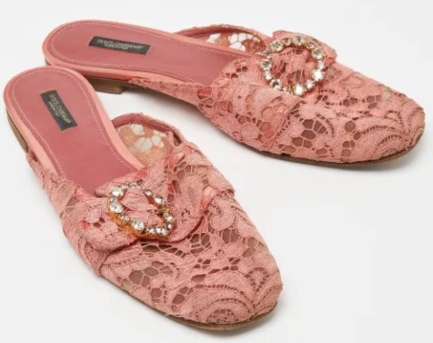 Dolce & Gabbana Pre-owned Lace flats Pink Dames