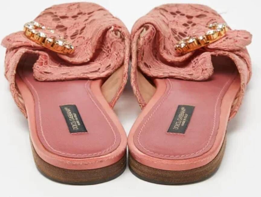 Dolce & Gabbana Pre-owned Lace flats Pink Dames