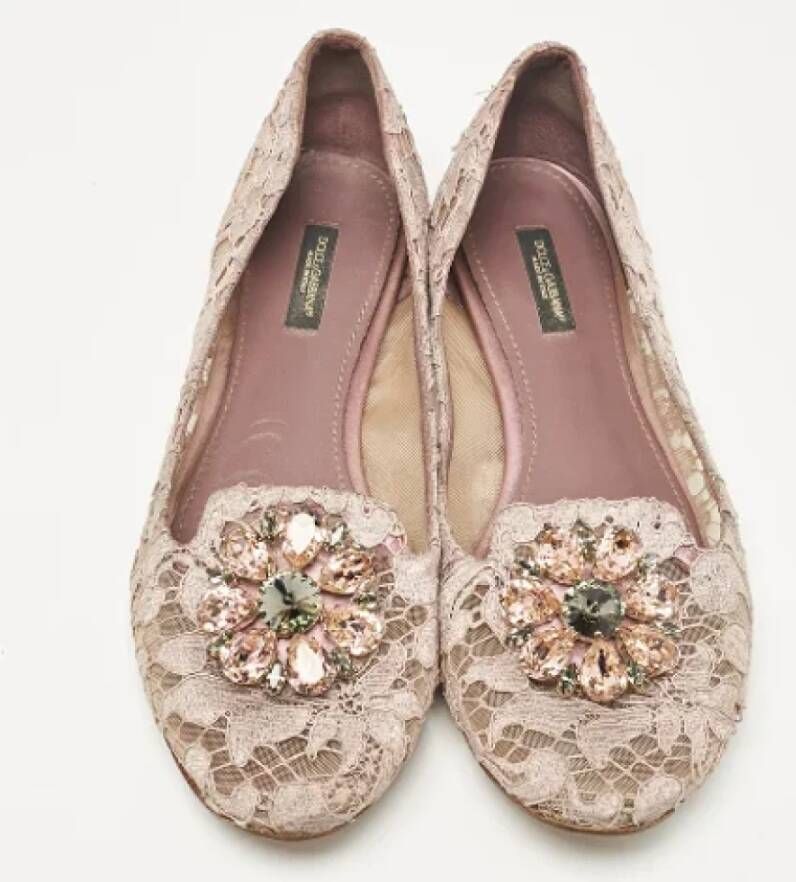 Dolce & Gabbana Pre-owned Lace flats Purple Dames