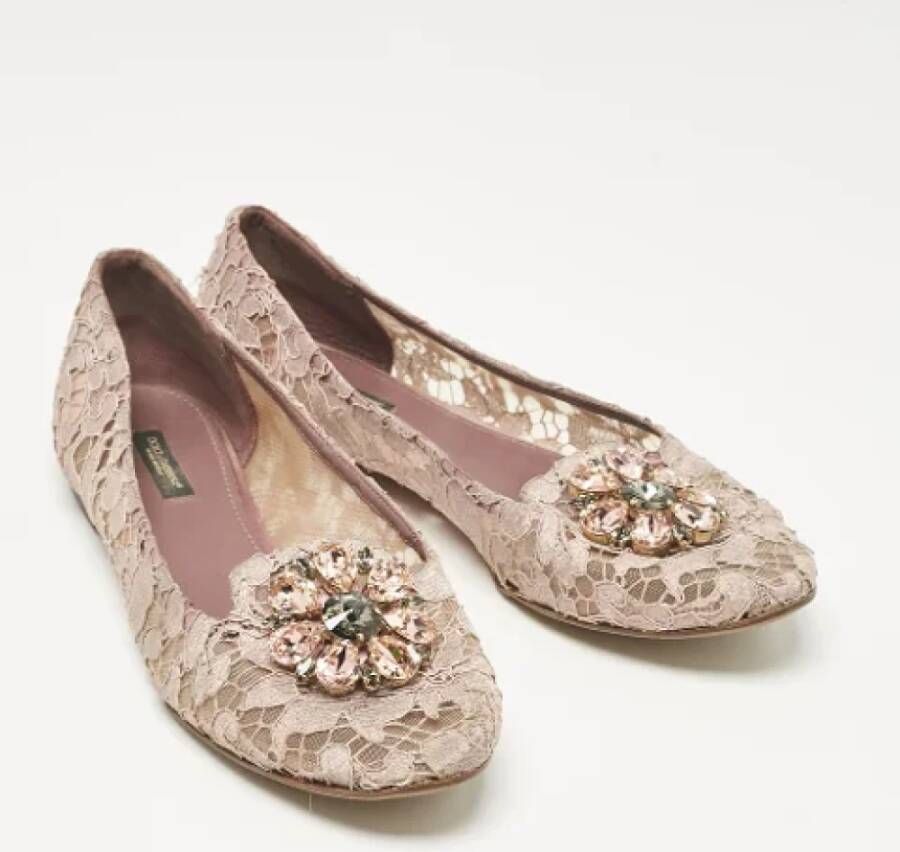 Dolce & Gabbana Pre-owned Lace flats Purple Dames