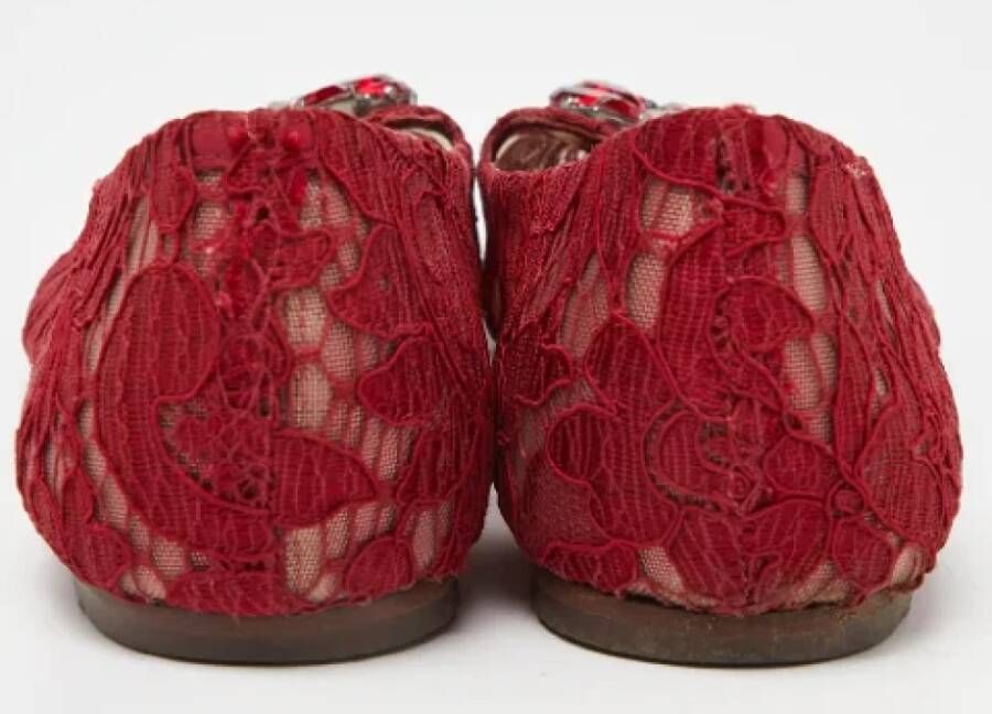 Dolce & Gabbana Pre-owned Lace flats Red Dames