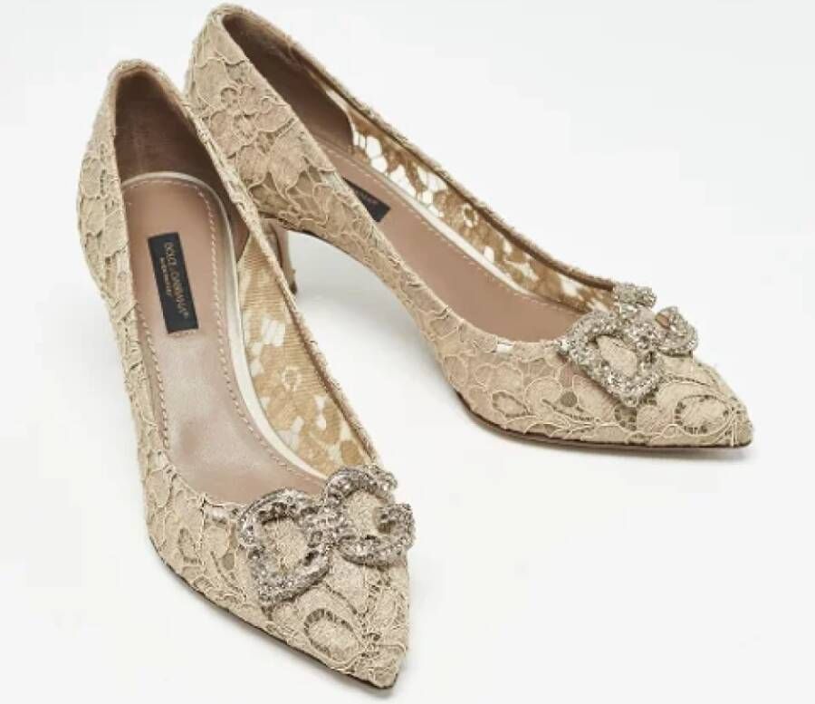 Dolce & Gabbana Pre-owned Lace heels Beige Dames