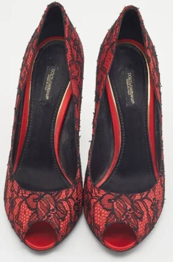 Dolce & Gabbana Pre-owned Lace heels Red Dames