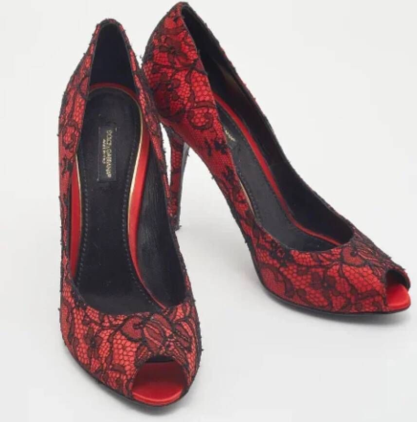 Dolce & Gabbana Pre-owned Lace heels Red Dames