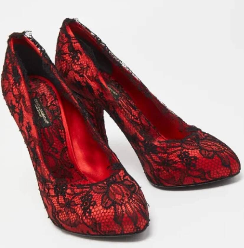 Dolce & Gabbana Pre-owned Lace heels Red Dames