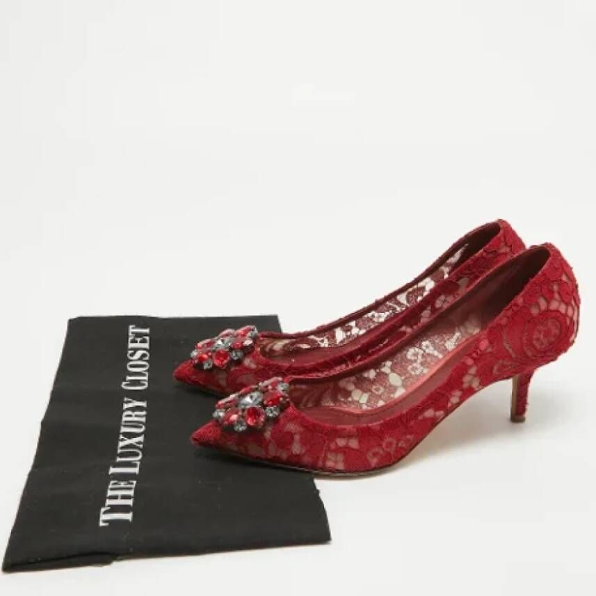 Dolce & Gabbana Pre-owned Lace heels Red Dames