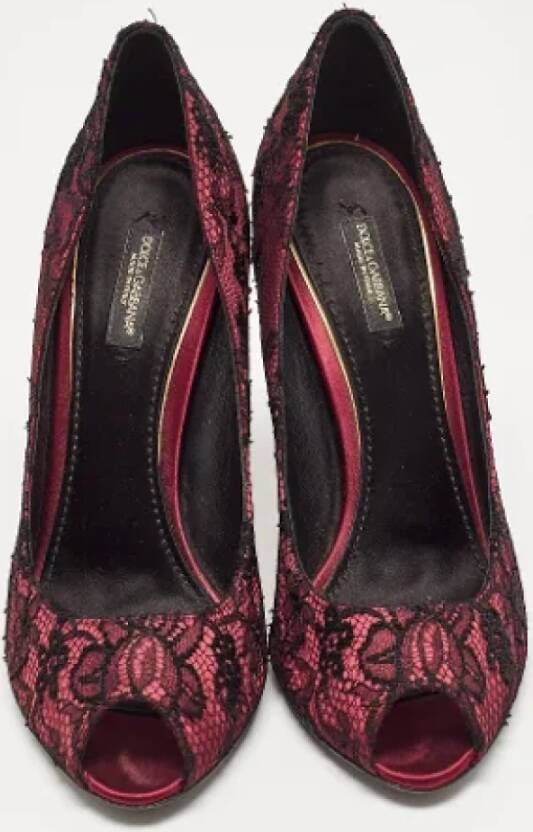 Dolce & Gabbana Pre-owned Lace heels Red Dames