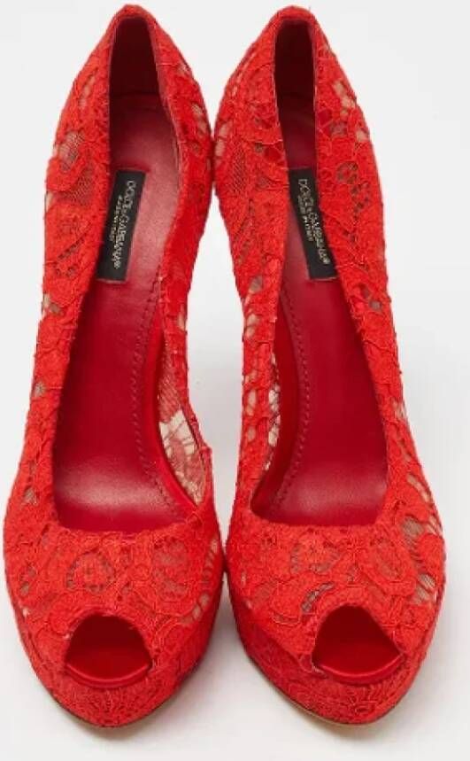 Dolce & Gabbana Pre-owned Lace heels Red Dames