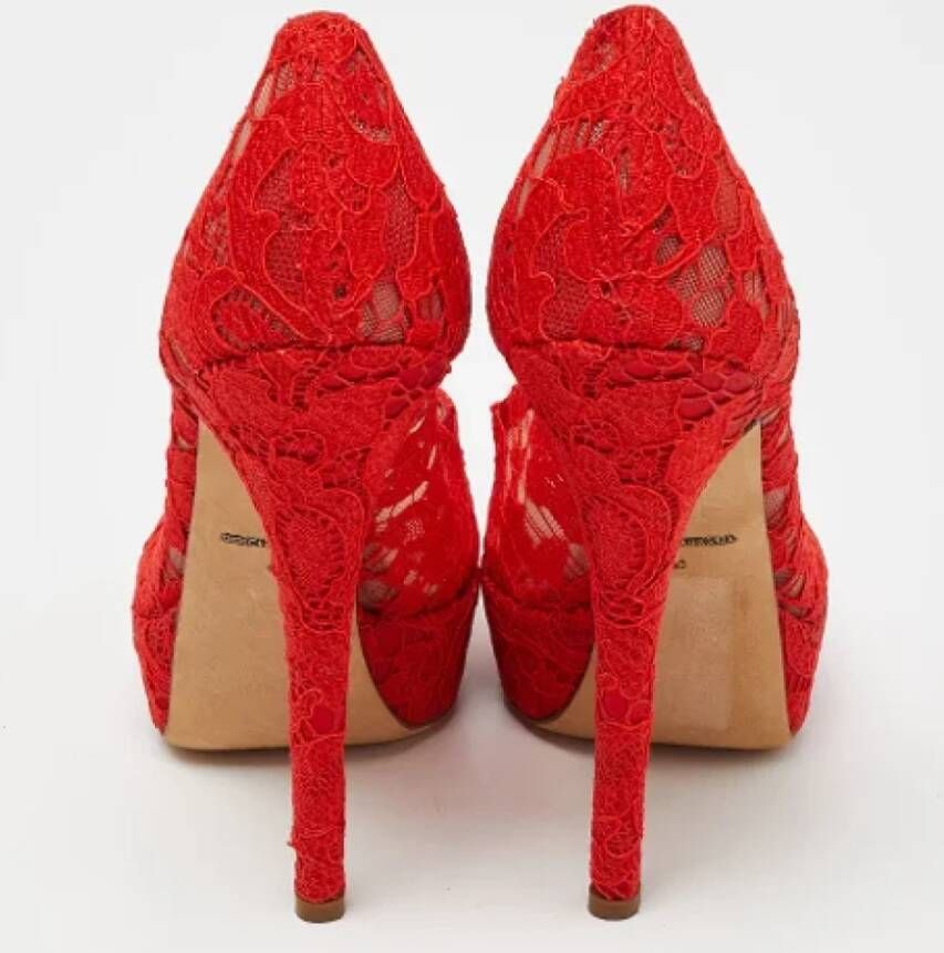 Dolce & Gabbana Pre-owned Lace heels Red Dames