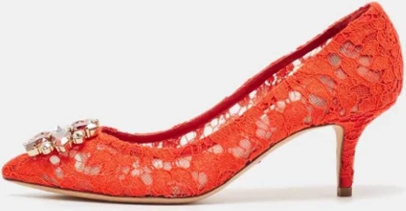 Dolce & Gabbana Pre-owned Lace heels Red Dames