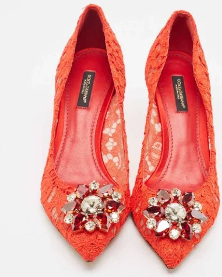 Dolce & Gabbana Pre-owned Lace heels Red Dames