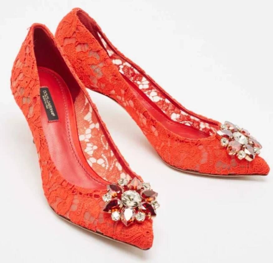 Dolce & Gabbana Pre-owned Lace heels Red Dames