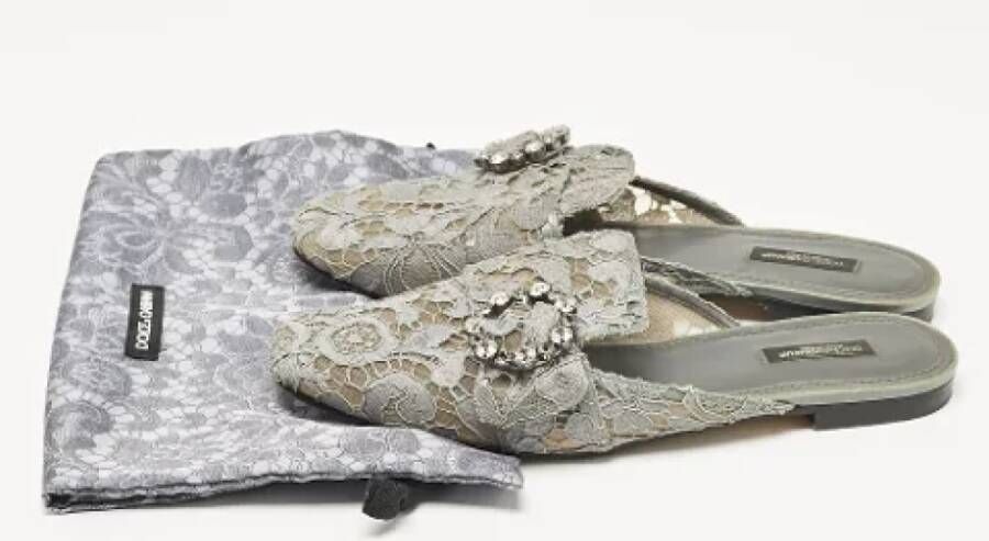 Dolce & Gabbana Pre-owned Lace sandals Gray Dames