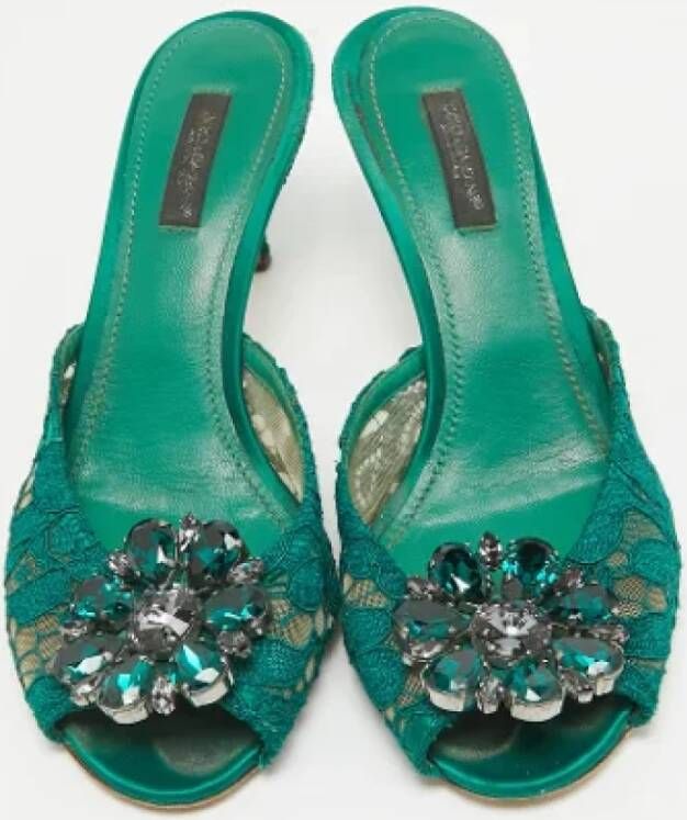 Dolce & Gabbana Pre-owned Lace sandals Green Dames