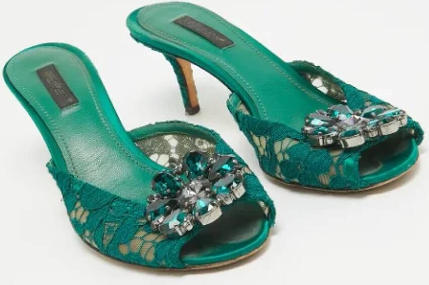 Dolce & Gabbana Pre-owned Lace sandals Green Dames