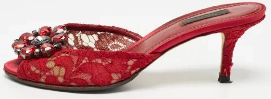 Dolce & Gabbana Pre-owned Lace sandals Red Dames