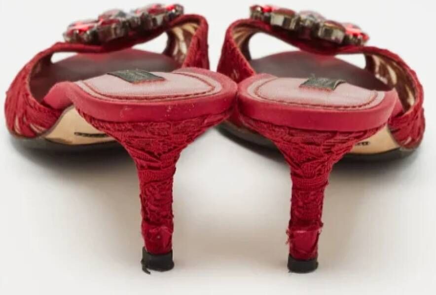 Dolce & Gabbana Pre-owned Lace sandals Red Dames