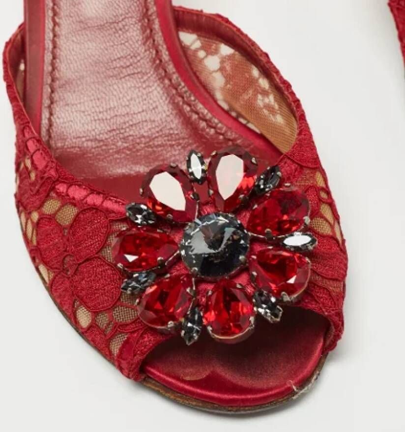 Dolce & Gabbana Pre-owned Lace sandals Red Dames