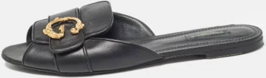 Dolce & Gabbana Pre-owned Leather flats Black Dames