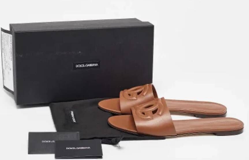 Dolce & Gabbana Pre-owned Leather flats Brown Dames