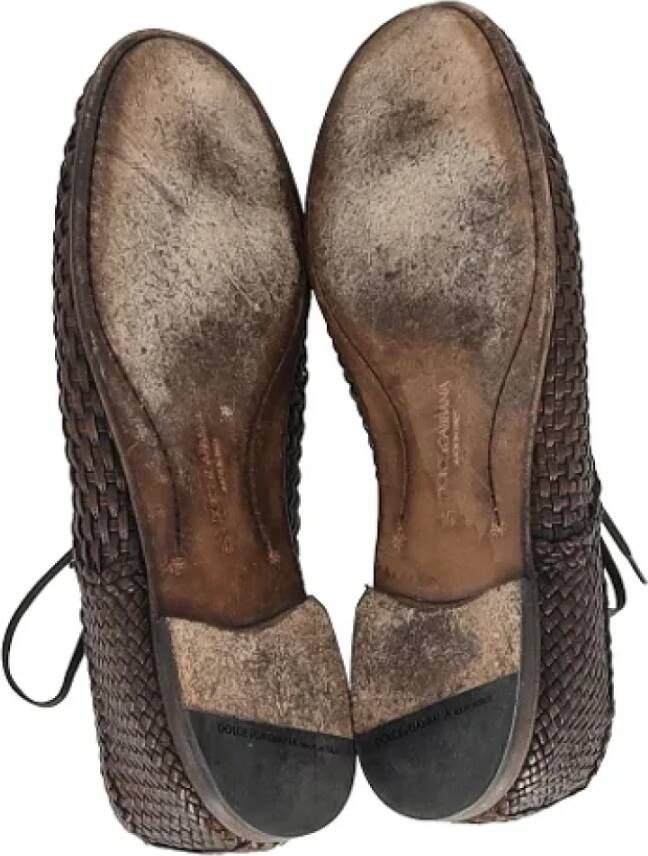 Dolce & Gabbana Pre-owned Leather flats Brown Heren