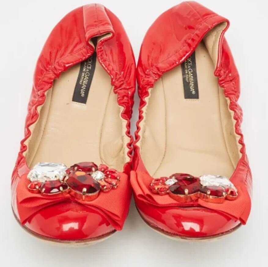 Dolce & Gabbana Pre-owned Leather flats Red Dames