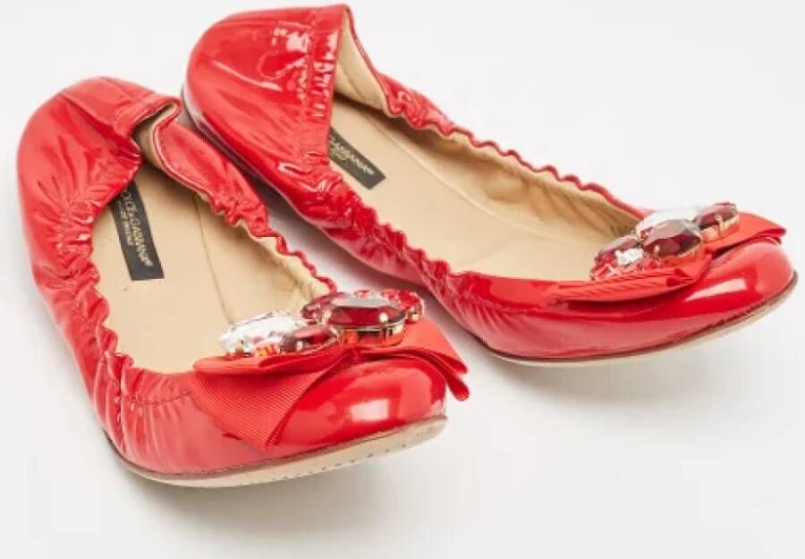 Dolce & Gabbana Pre-owned Leather flats Red Dames