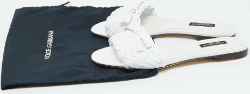 Dolce & Gabbana Pre-owned Leather flats White Dames