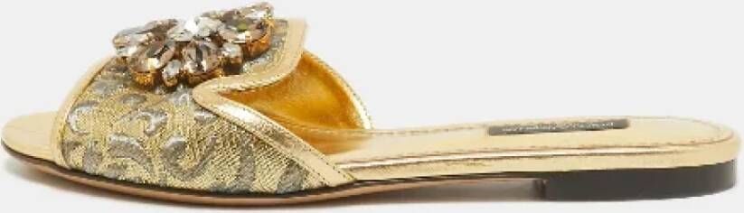 Dolce & Gabbana Pre-owned Leather flats Yellow Dames