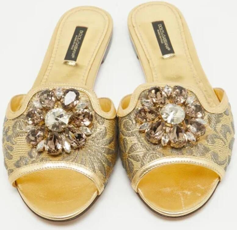 Dolce & Gabbana Pre-owned Leather flats Yellow Dames