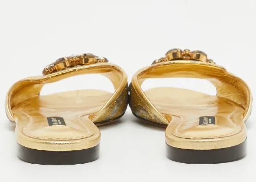 Dolce & Gabbana Pre-owned Leather flats Yellow Dames