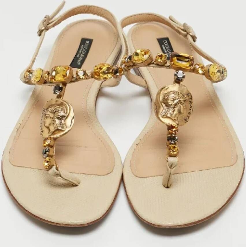 Dolce & Gabbana Pre-owned Leather sandals Beige Dames