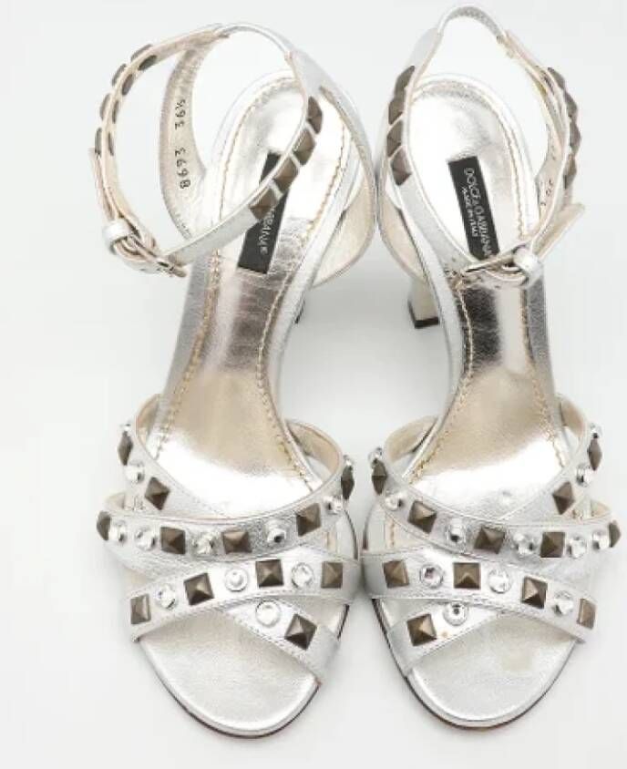 Dolce & Gabbana Pre-owned Leather sandals Gray Dames