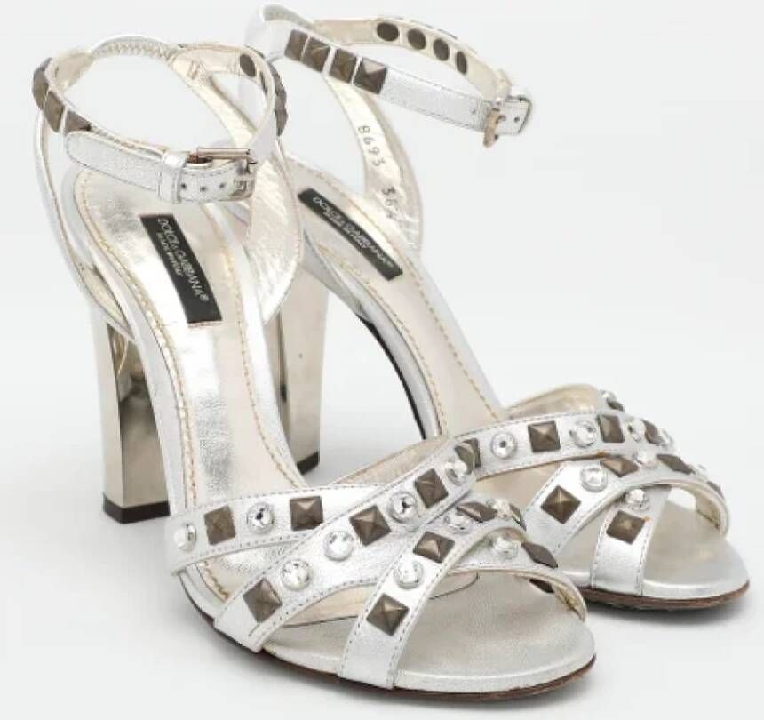 Dolce & Gabbana Pre-owned Leather sandals Gray Dames