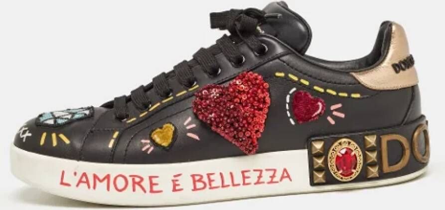 Dolce & Gabbana Pre-owned Leather sneakers Black Dames