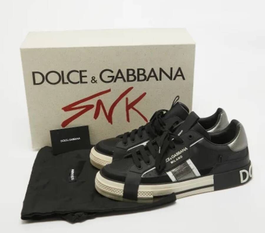 Dolce & Gabbana Pre-owned Leather sneakers Black Heren