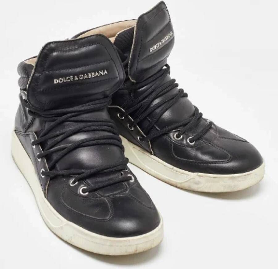 Dolce & Gabbana Pre-owned Leather sneakers Black Heren