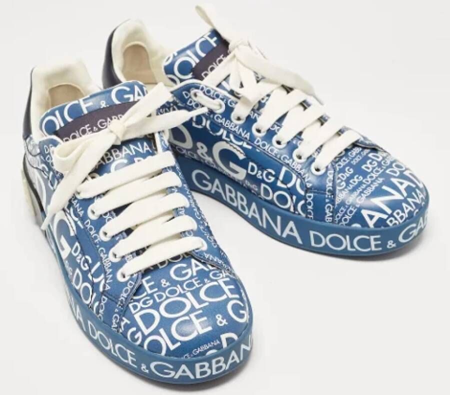 Dolce & Gabbana Pre-owned Leather sneakers Blue Dames