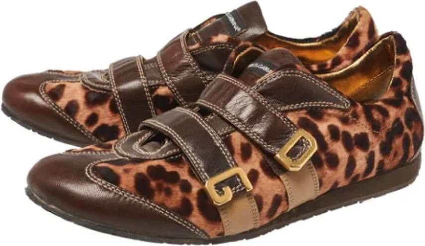 Dolce & Gabbana Pre-owned Leather sneakers Brown Dames