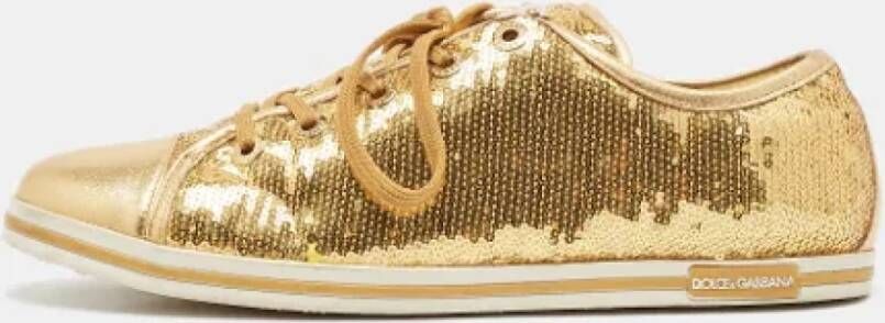 Dolce & Gabbana Pre-owned Leather sneakers Yellow Dames